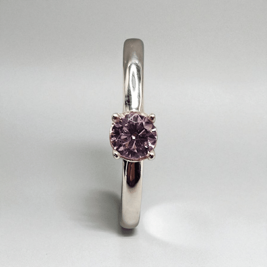 Sterling Silver Pink Solitaire Birthstone Girls Ring