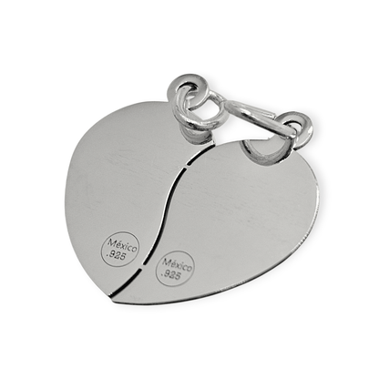 Stitch Silver Breakable Heart 2 Piece Couple's Pendant