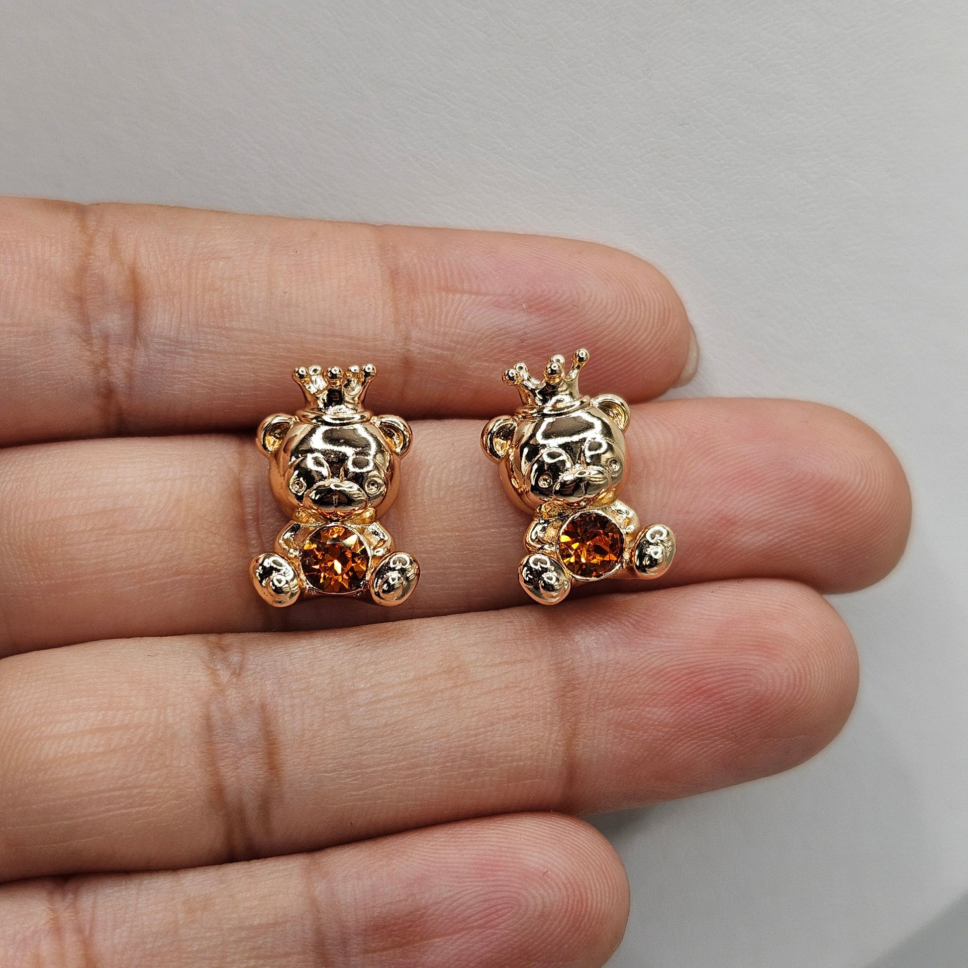 Teddy Bear 18K Gold Plated Stud Earrings