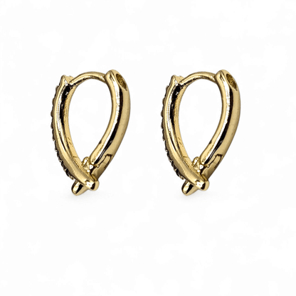 V Black Fancy 14K Gold Plated Hoop Women Earrings 15mm
