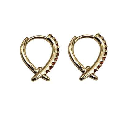 V Orange Fancy 14K Gold Plated Hoop Women Earrings 15mm