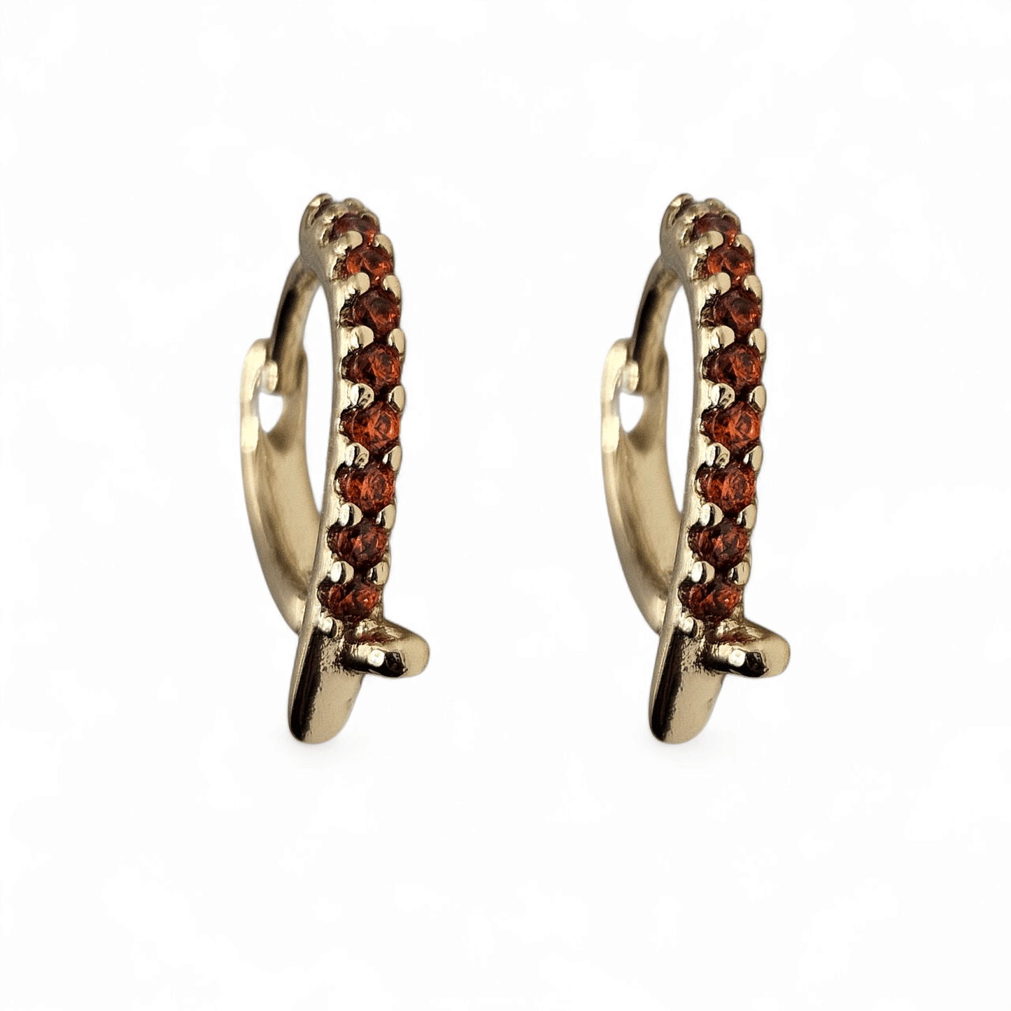 V Orange Fancy 14K Gold Plated Hoop Women Earrings 15mm