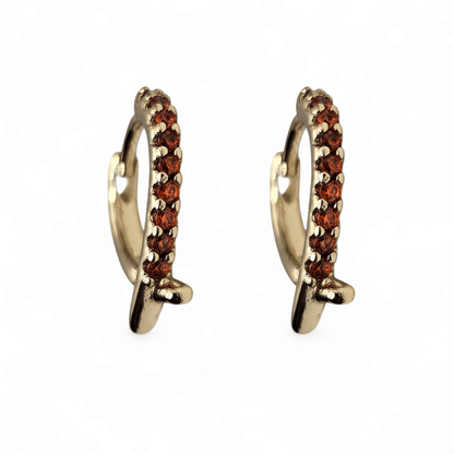 V Orange Fancy 14K Gold Plated Hoop Women Earrings 15mm