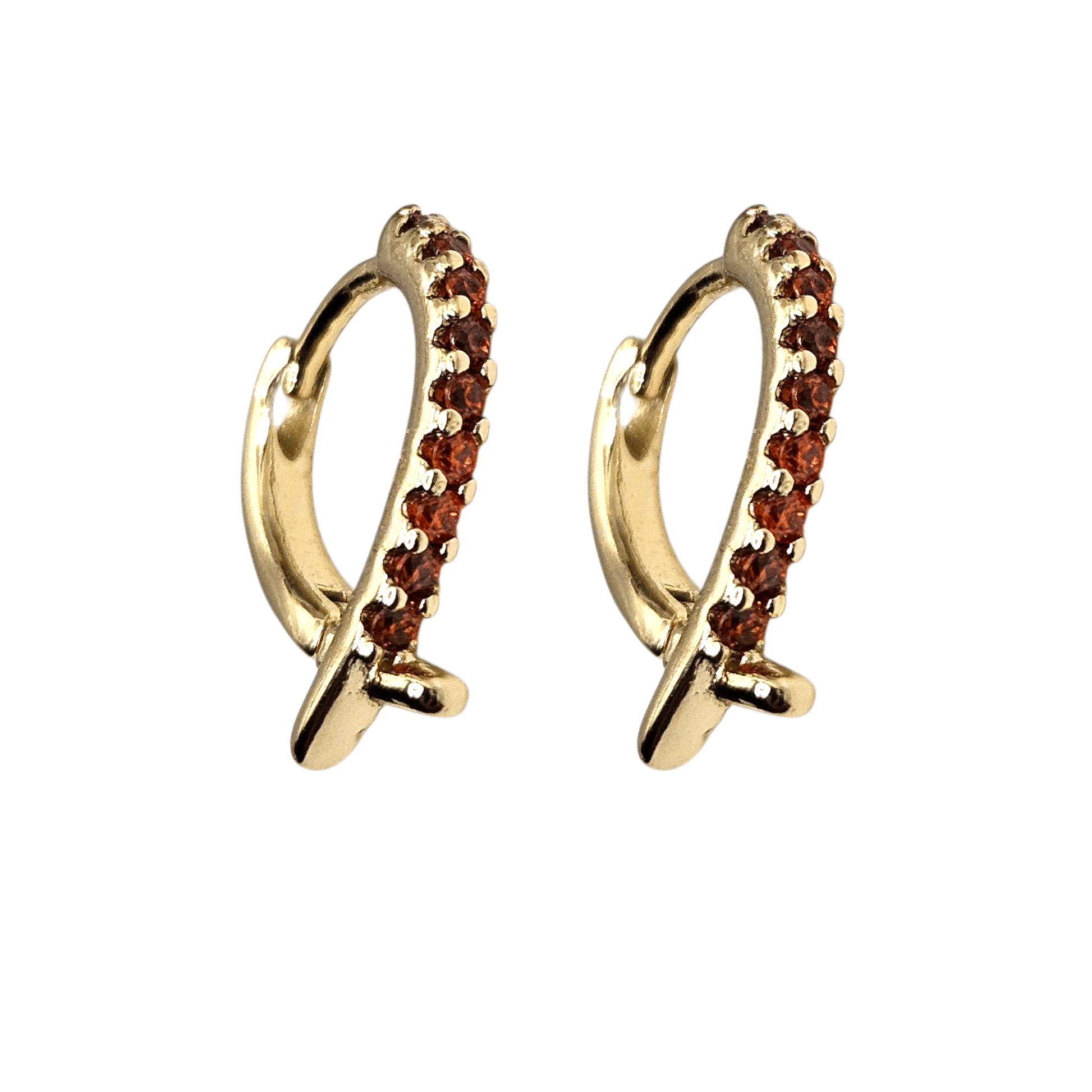 V Orange Fancy 14K Gold Plated Hoop Women Earrings 15mm