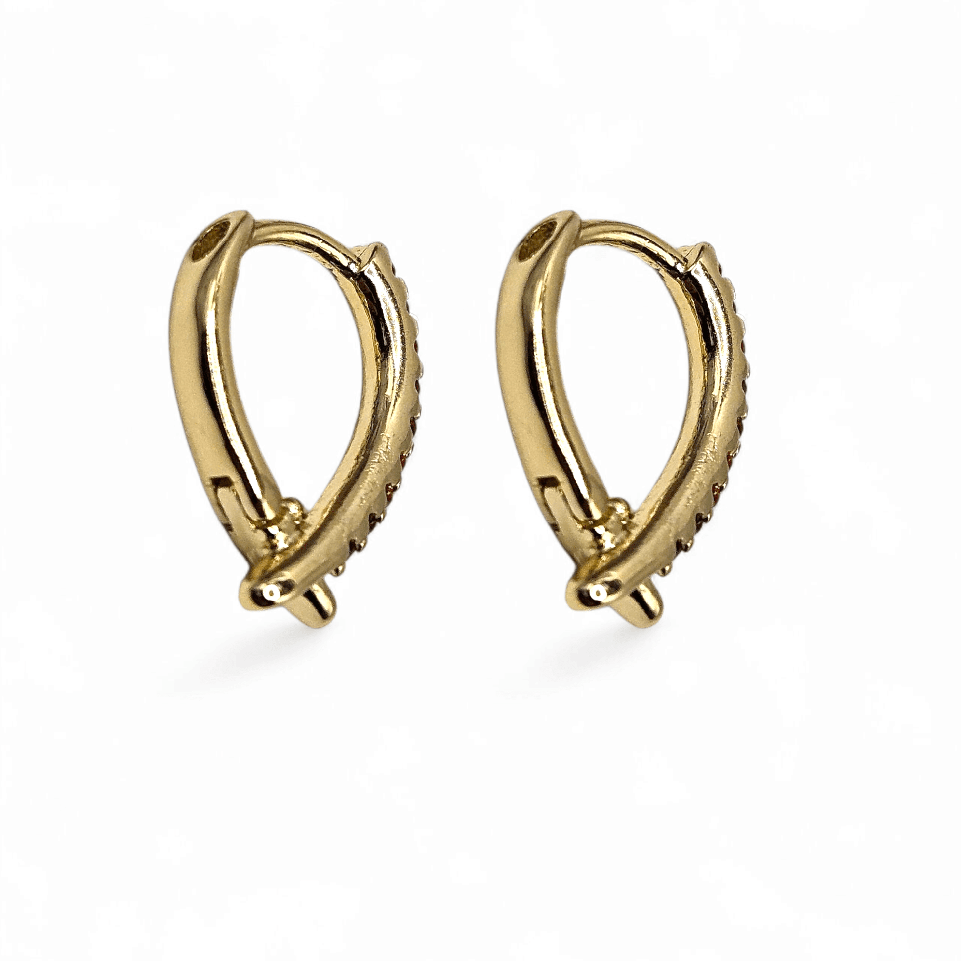 V Orange Fancy 14K Gold Plated Hoop Women Earrings 15mm