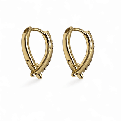 V Orange Fancy 14K Gold Plated Hoop Women Earrings 15mm