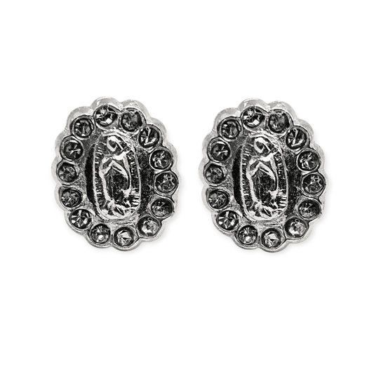 Virgen De Guadalupe S925 Silver Baby Earrings with White CZ