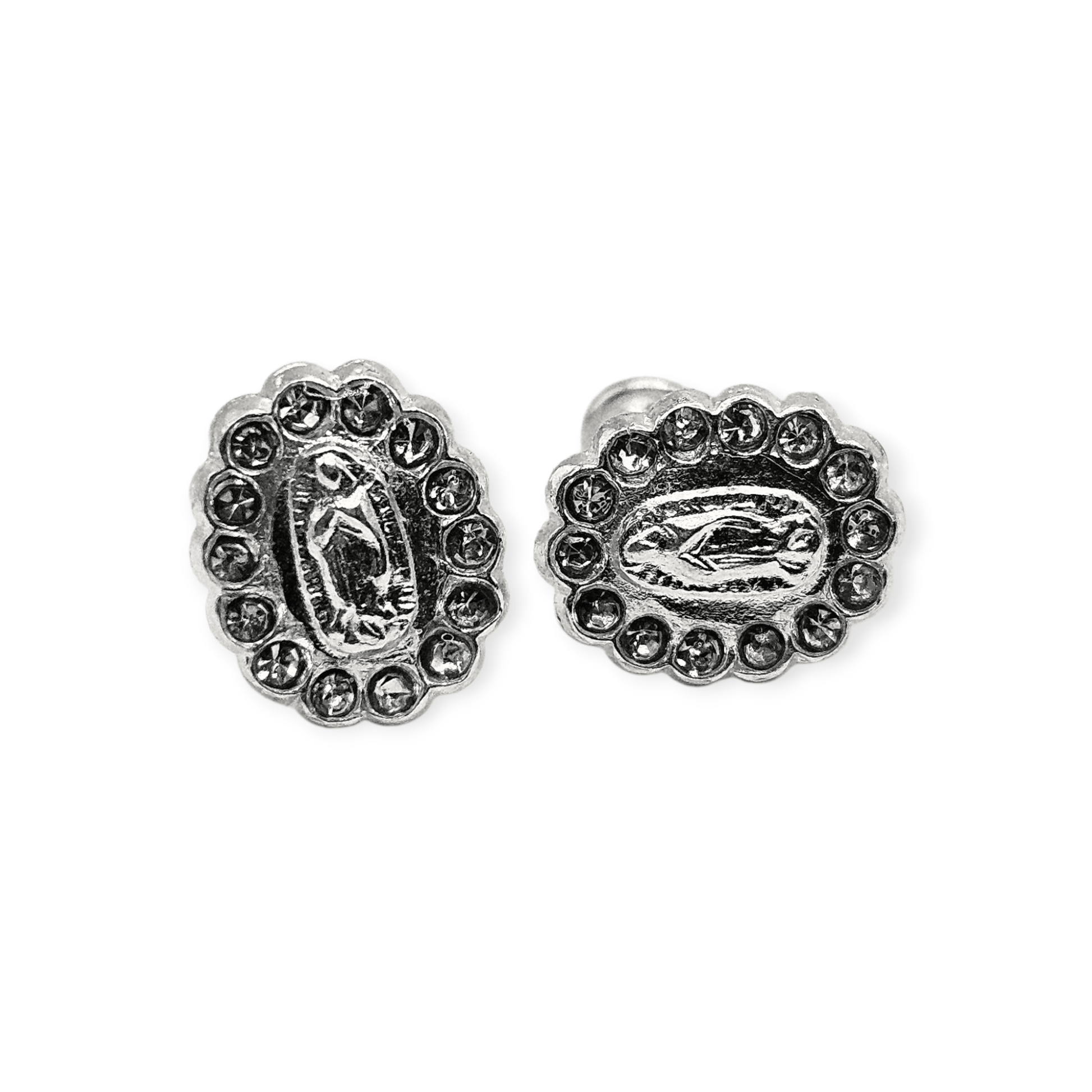 Virgen De Guadalupe S925 Silver Baby Earrings with White CZ