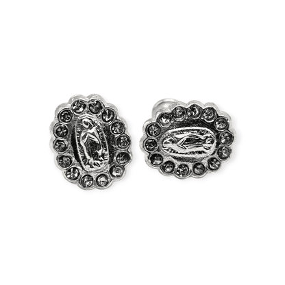 Virgen De Guadalupe S925 Silver Baby Earrings with White CZ