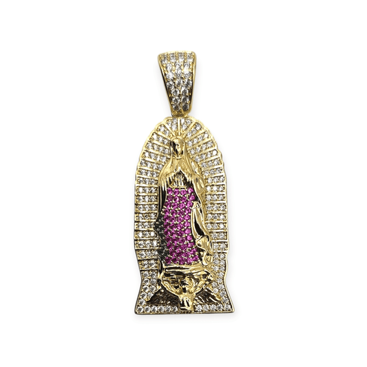 Virgen Maria 14K Gold Plated Pendant CZ Unisex