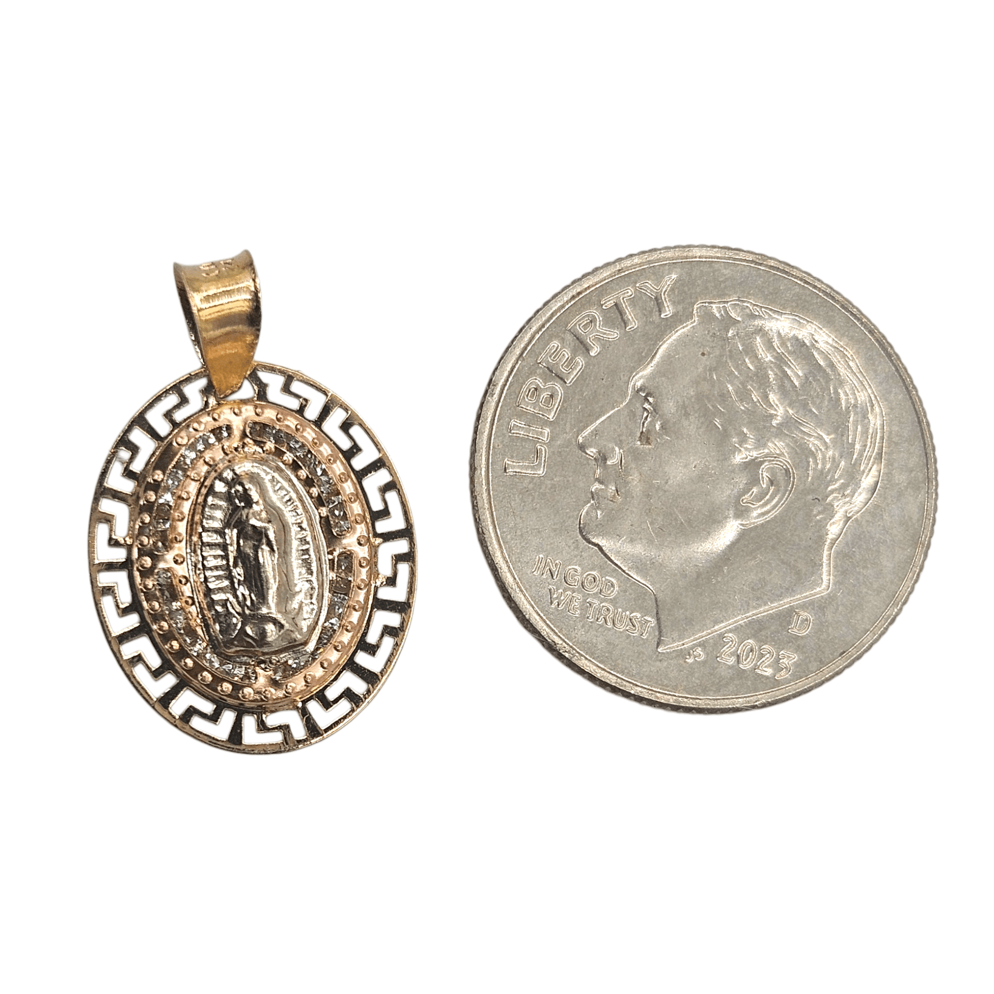 Virgin Mary 14K Gold Pendant Dual Color Nuestra Señora de Guadalupe