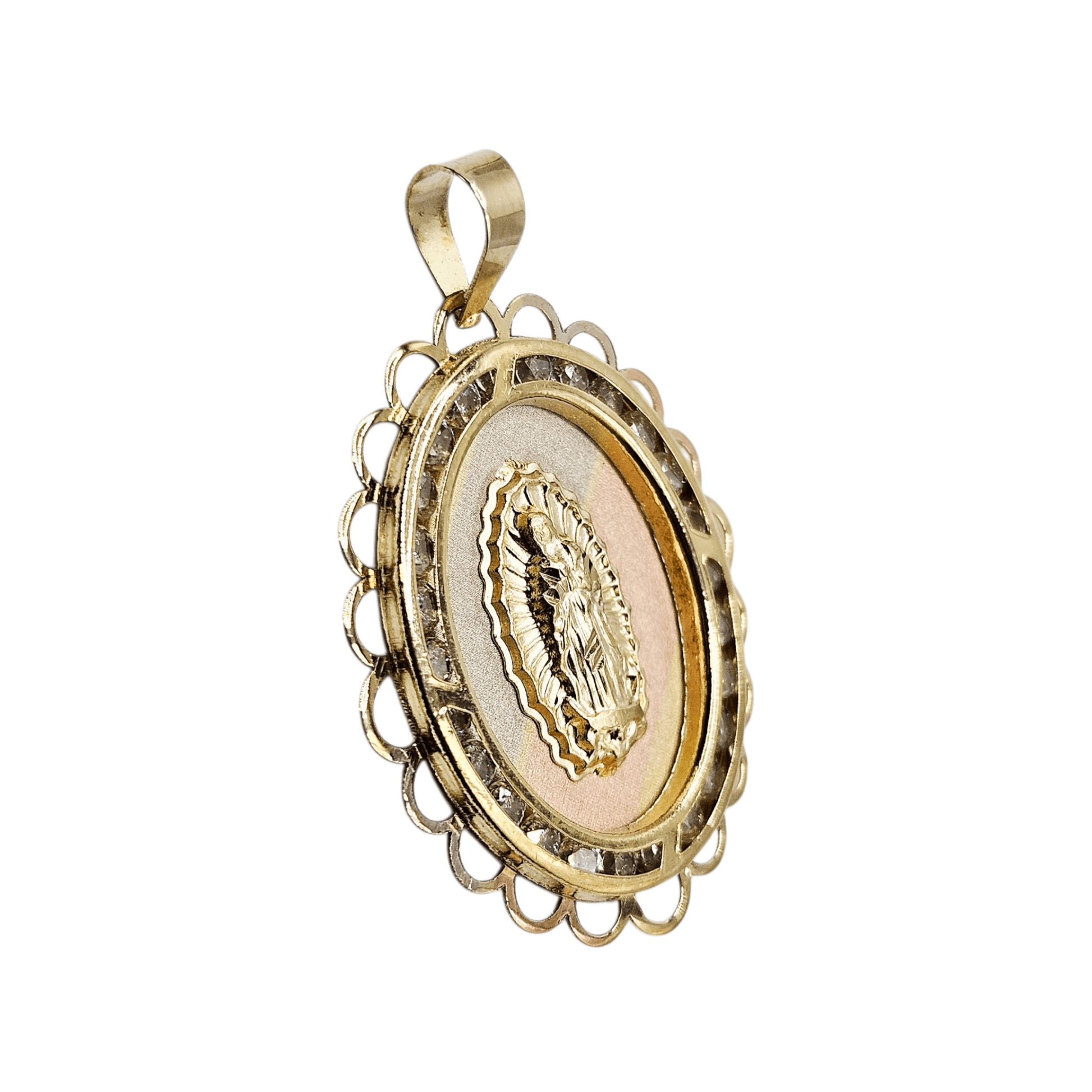Virgin Mary 14K Gold Pendant Tricolor Nuestra Señora de Guadalupe