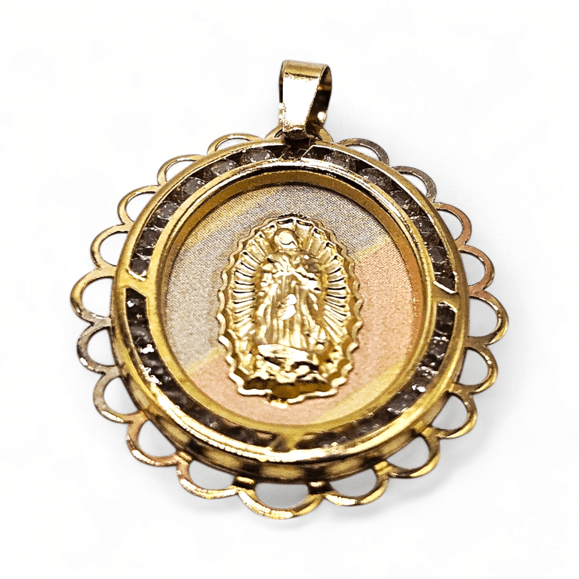 Virgin Mary 14K Gold Pendant Tricolor Nuestra Señora de Guadalupe