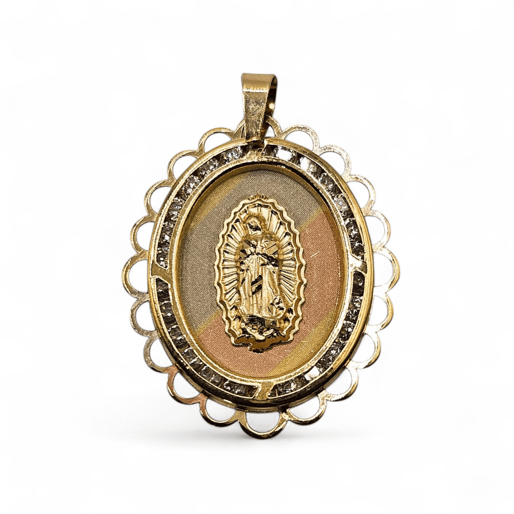 Virgin Mary 14K Gold Pendant Tricolor Nuestra Señora de Guadalupe