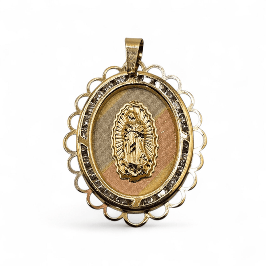 Virgin Mary 14K Gold Pendant Tricolor Nuestra Señora de Guadalupe