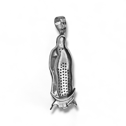 Virgin Mary Silver Pendant with Cubic Zirconia Stones 3D Design for Women and Men