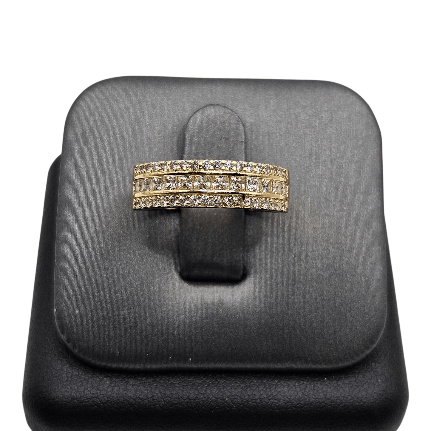 Wedding Band 14k Gold Plated for Women 6mm White Cubic Zirconia Stones