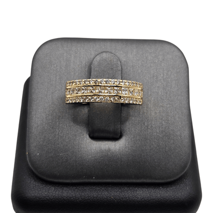 Wedding Band 14k Gold Plated for Women 6mm White Cubic Zirconia Stones