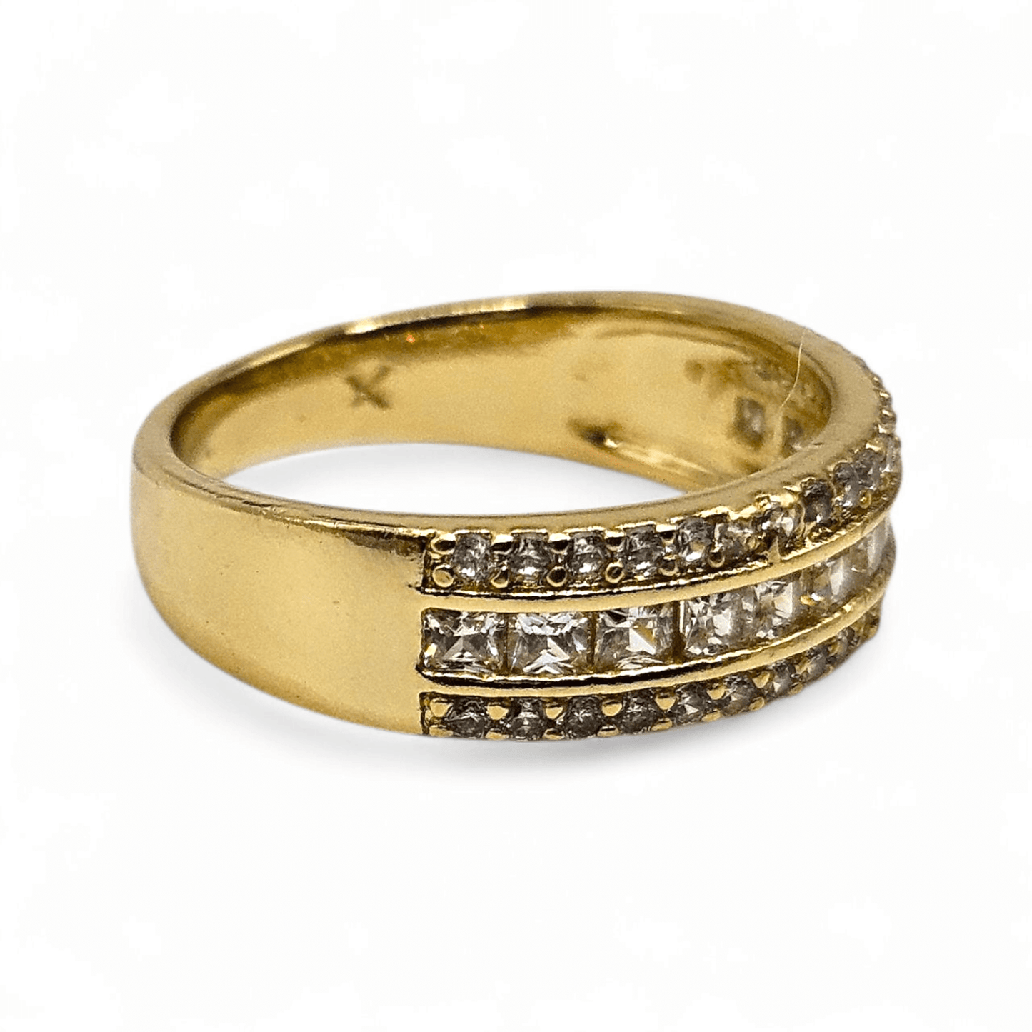 Wedding Band 14k Gold Plated for Women 6mm White Cubic Zirconia Stones