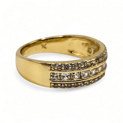 Wedding Band 14k Gold Plated for Women 6mm White Cubic Zirconia Stones