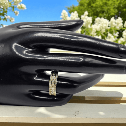 Wedding Band 14k Gold Plated for Women 6mm White Cubic Zirconia Stones