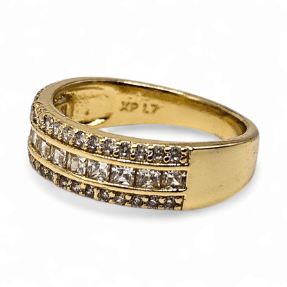 Wedding Band 14k Gold Plated for Women 6mm White Cubic Zirconia Stones