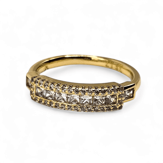 Weding Band Square Shape Ring 14k Gold Plated for Women 4mm