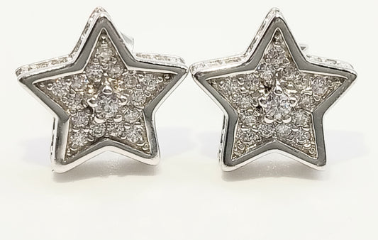 Pendientes de estrella de plata 925 con tachuelas de circonitas