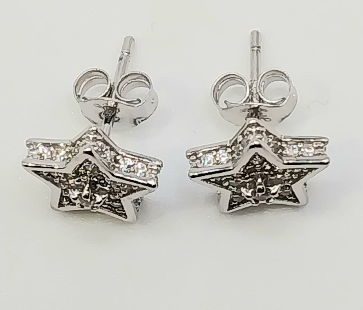 Silver 925 Star Earrings with Cubic Zirconia Studs