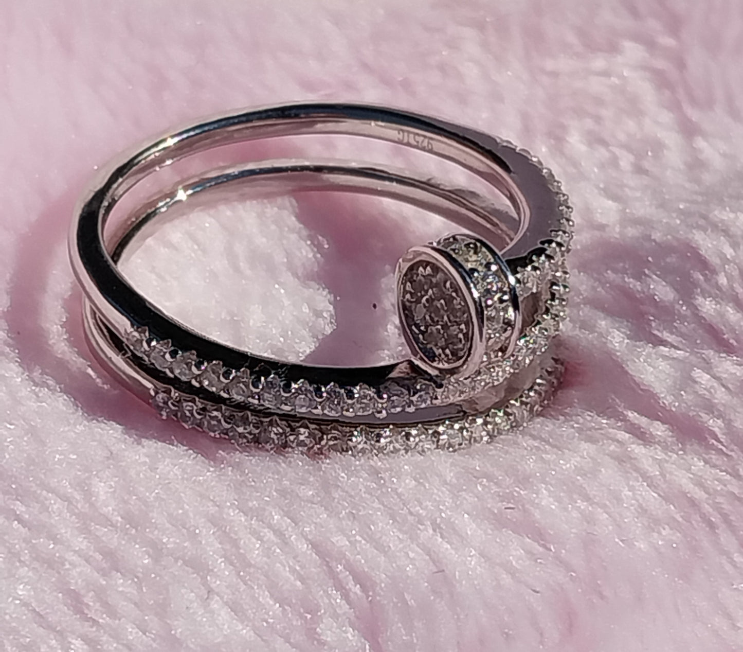 Spiral Nail Ring with Cubic Zirconia Stones