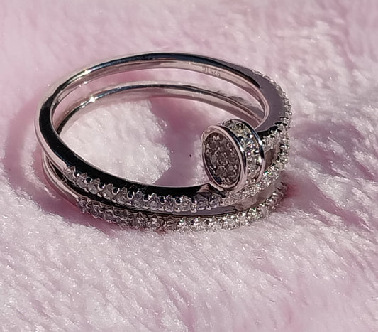 Spiral Nail Ring with Cubic Zirconia Stones