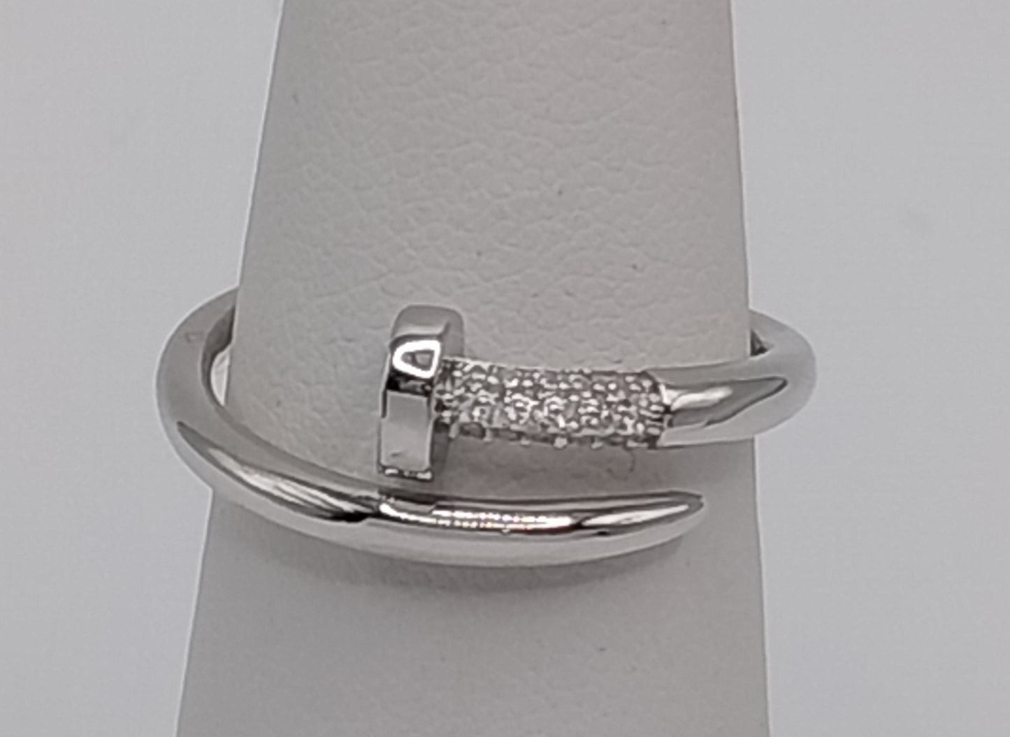 Nail Single Spiral Ring with Cubic Zirconia Stones