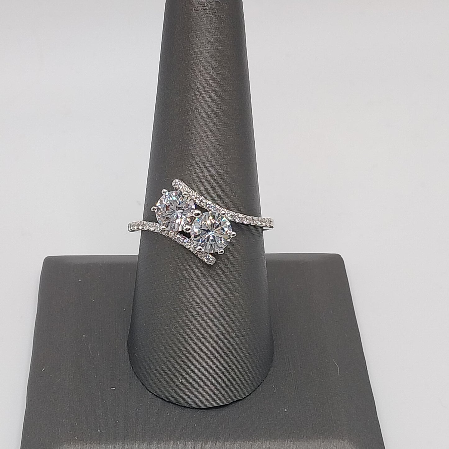 Double Royal Stone Cubic Zirconia Stones Silver 925 Ring