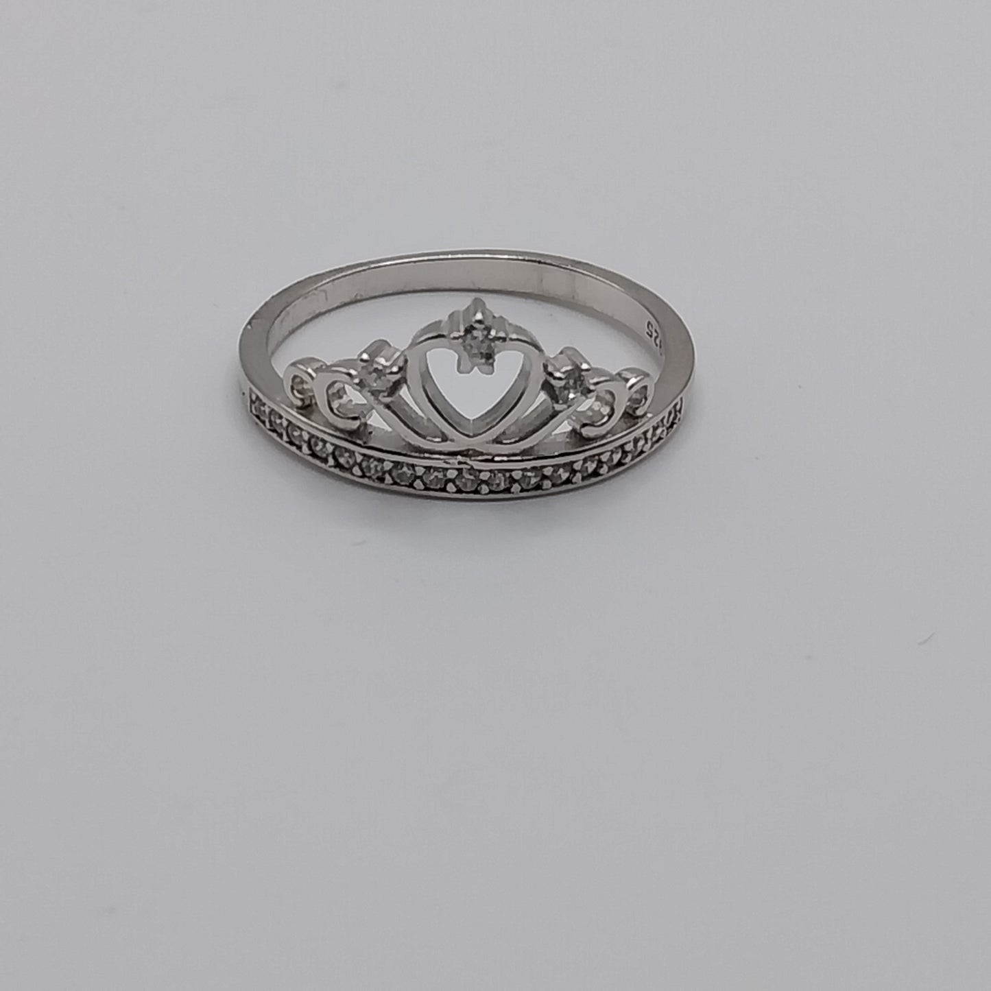 Anillo de plata con diseño de corona, piedras de circonita cúbica, anillo de plata 925