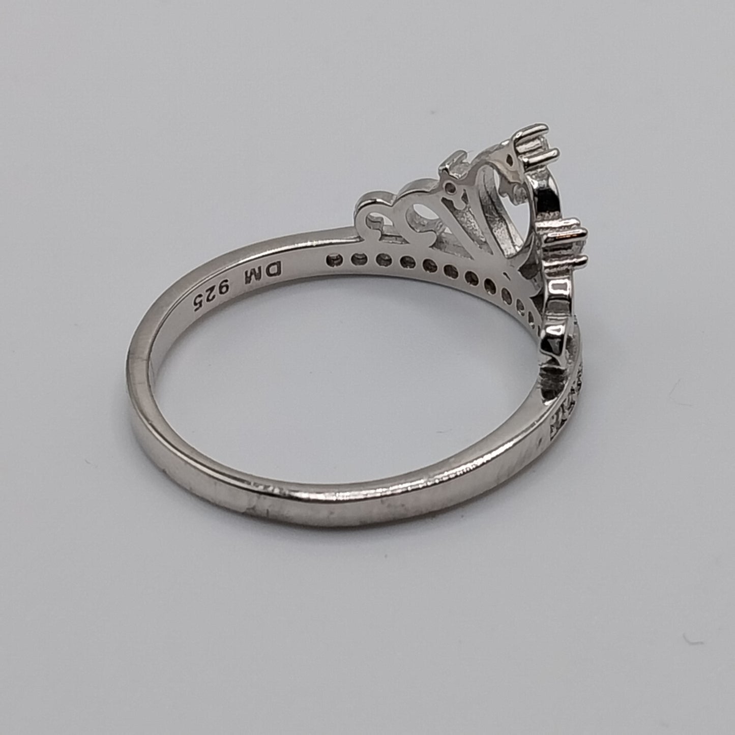 Anillo de plata con diseño de corona, piedras de circonita cúbica, anillo de plata 925