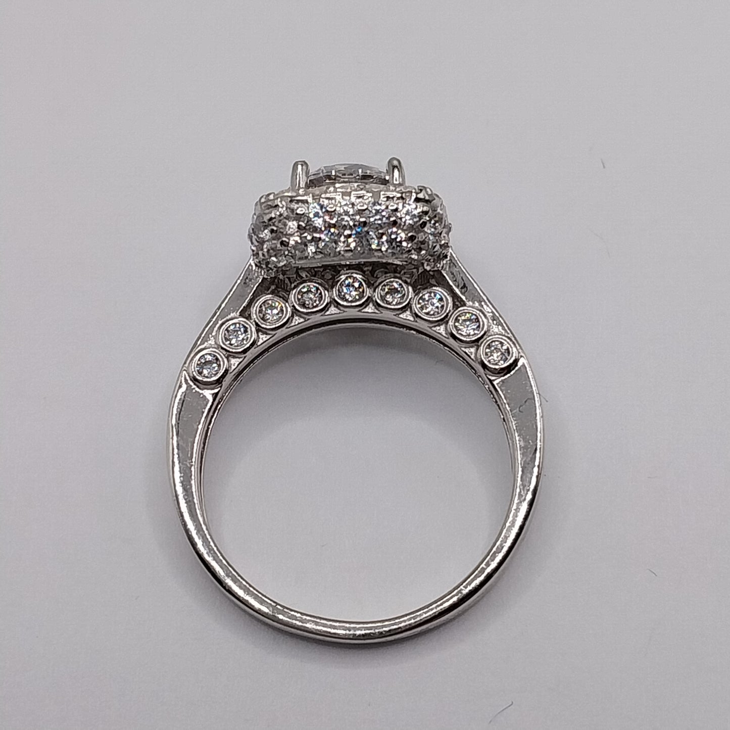 Round Princess-Cut Cubic Zirconia Stones Ring 925 Silver