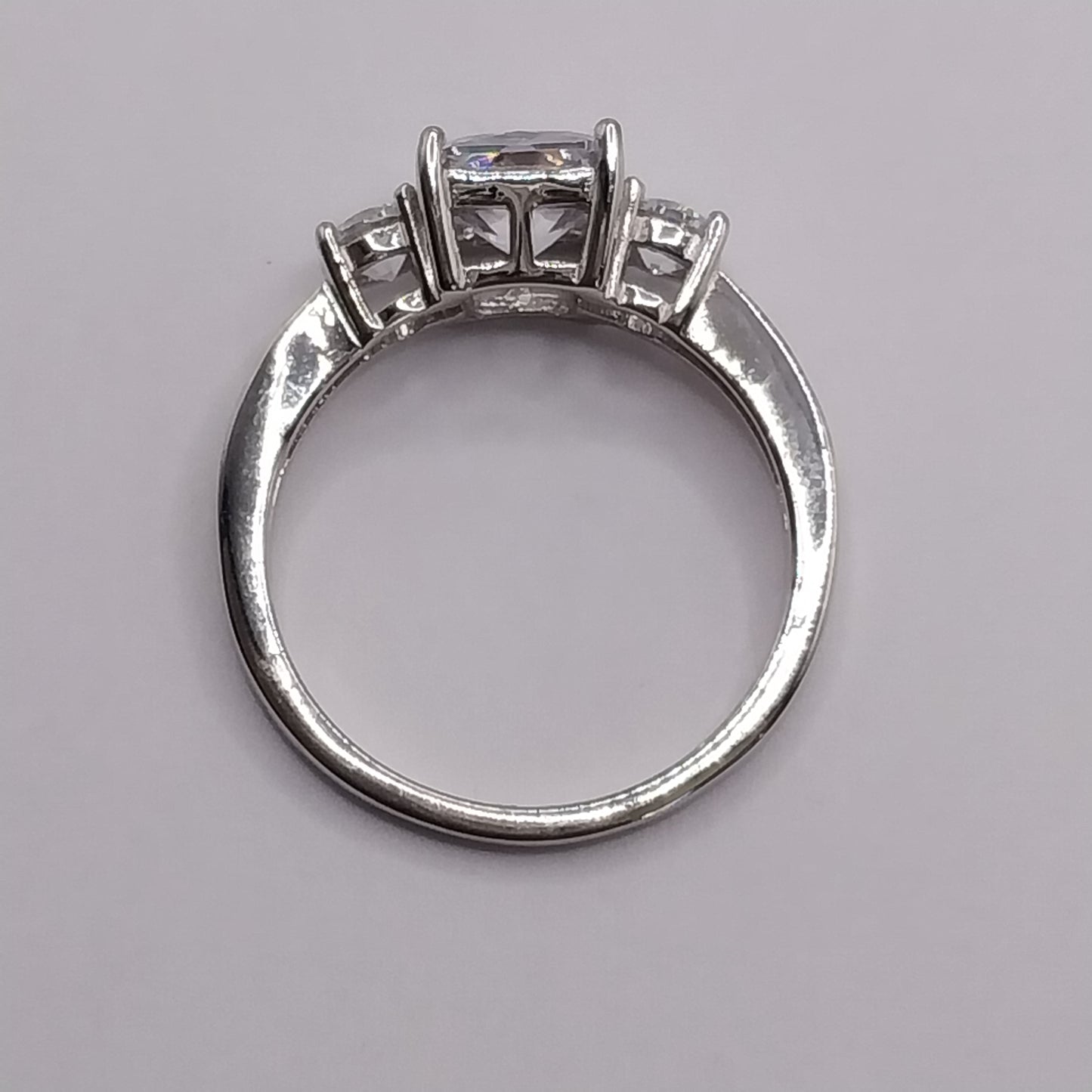 Three-Stone Cubic Zirconia Square-cut Ring 925 Silver