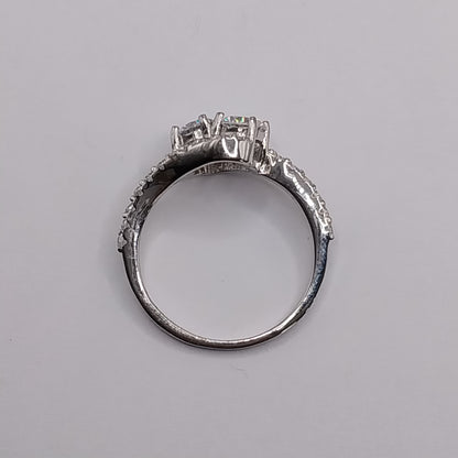 Dual Round Zircone-cut Cubic Zirconia Stones Silver 925 Ring