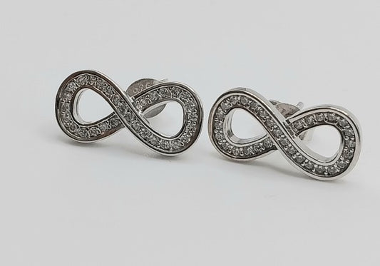 Infinity shape silver earring studs