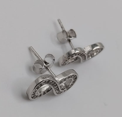 Infinity shape silver earring studs