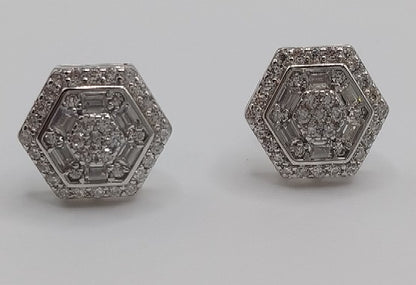 Pendientes con forma de cojín y circonitas en plata 925
