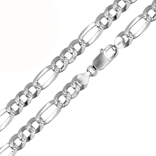 Diamond Cut Figaro Silver 925 Bracelet
