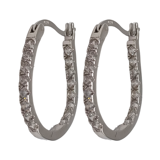Sterling Silver 925 Cubic Zirconia Hoop Earrings