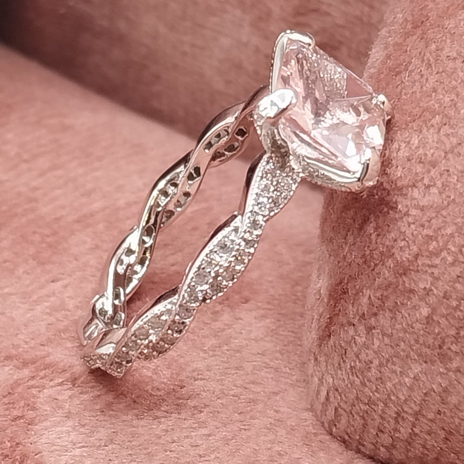 Light PInk Morganite Stone with White CZ Stones